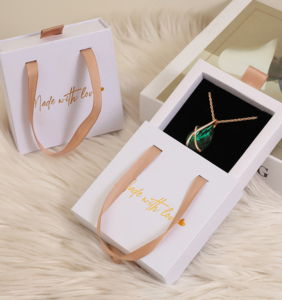 Caja de Joyería con Cajón Deslizante y Cinta Personalizada con Logotipo, Caja de Regalo Ecológica para Anillos, Aretes y Collares, Bolsa de Almacenamiento, Caja de Empaque - Product Image 5