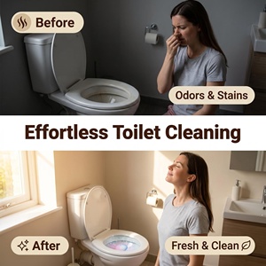 Tablettes nettoyantes solides jetables pour réservoir de toilettes, désodorisant automatique pour toilettes, <span class=keywords><strong>bloc</strong></span> bleu rose - Product Image 3