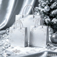 Fabrication sur mesure et production en usine de sacs cadeaux de Noël en papier, sacs de shopping pour vêtements en argent