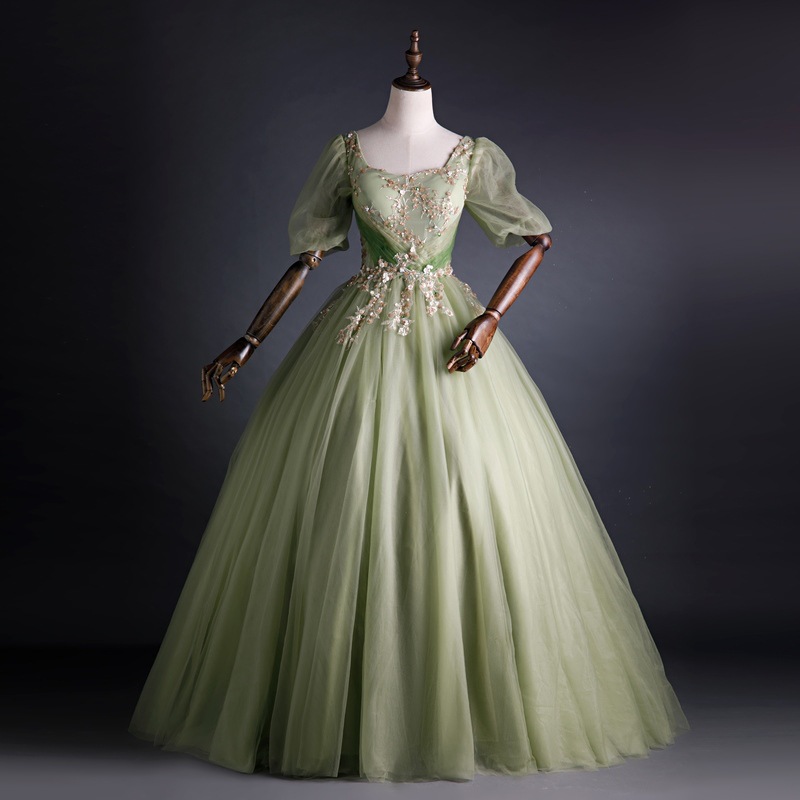 SWS882 - Elegant Yellow Green Wedding Dress by Lilacdance