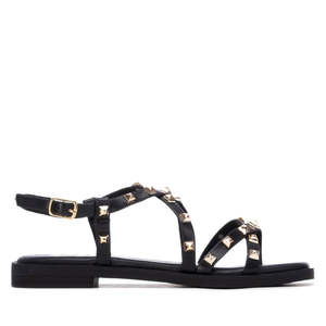 Xti Women's <b>Flat</b> Sandal Black 36 With Studs For Summer Wear - Product Image 1