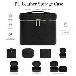 Custom Logo PU Leather <b>Makeup</b> Bag Large Capacity Travel Cosmetic Organizer <b>Case</b> with Removable Divider Handle for Women - Product Image 6