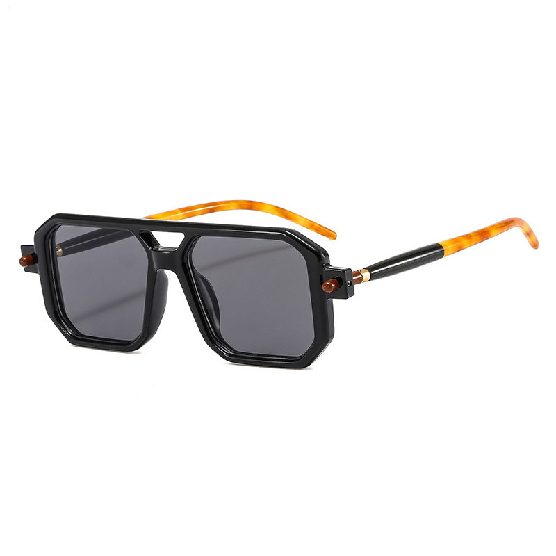YAMEIZE Lunettes De Soleil Rectangulaires Rétro UV400 - Double Pont Carrées Pour Conduite Nocturne Hommes Femmes