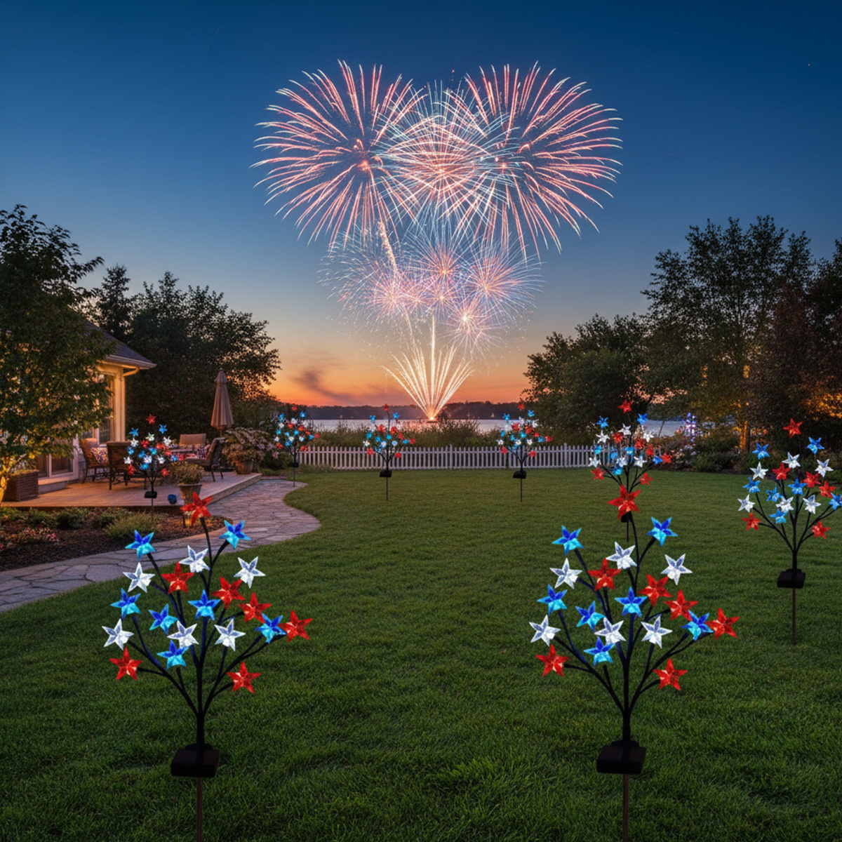 Red Blue White Solar Star Light Lawn Light Outdoor Stake Lights Outdoor Waterproof Lights Led Solar Art Home Deco Gift Room Yard