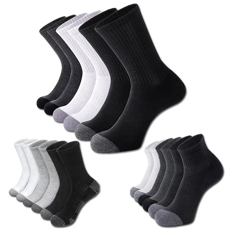 Vente en gros de chaussettes de sport en coton noir blanc avec logo personnalisé de designer automne hiver chaussettes pour hommes