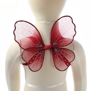 Wholesale Children's Sequin Wings With A Toddler Girl's Shimmering Short Ribbon Children's Red Dance Dress