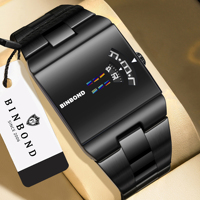 Nouvelle Montre Modèle 2026 Boîtier Rectangulaire Unique Tendance Quartz Bracelet Acier Inoxydable Montres-bracelets pour Hommes