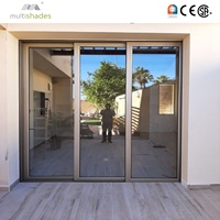 Porte coulissante moderne minimaliste en bois et alliage d'aluminium, double vitrage en verre trempé, étanche et coupe-vent, cadre de 22 mm, pour jardin