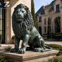 Grande statue de lion en bronze sur mesure, sculpture animale, patine antique, pour entrée de manoir, jardin, parc, décoration extérieure, art décoratif