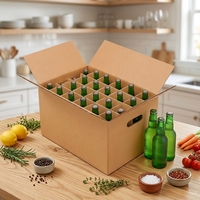 Boîte d'expédition pour bouteilles de bière divisée, emballage robuste pour bouteilles en verre, carton ondulé à 24 compartiments avec poignée