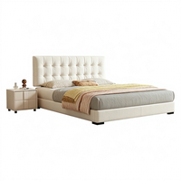 Lit de rangement moderne et luxueux JUNYUHAO, revêtement en tissu haut de gamme, mousse haute densité, cadre en pin certifié E0, taille Queen/King
