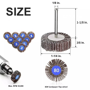 Ensemble de roues à lamelles en acier inoxydable et acier de 1/8 pouces meuleuse essentielle pour <span class=keywords><strong>outil</strong></span> rotatif <span class=keywords><strong>Dremel</strong></span> outils abrasifs de <span class=keywords><strong>ponçage</strong></span> de peinture de rouille - Product Image 2