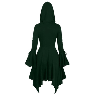 Vrouwen Lange Mouwen Hooded Mantel Gedrukt Casual Lace Up
