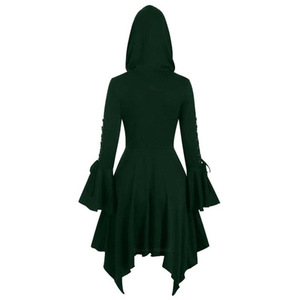 Mantello Nero Rinascimentale Coldker, Costume Gotico Medievale da <span class=keywords><strong>Donna</strong></span>, Abito con Cappuccio da Strega per Natale, Abbigliamento del Medioevo - Product Image 5