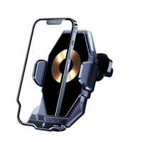 Support de téléphone de voiture sans fil, chargeur magnétique rétractable, affichage LED, sortie 15W, port Type-C, matériau ABS+PC, certifié CE/FCC/RoHS