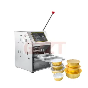 Manual Plastic Aluminium Foil Fast Food Meal Tray Disposable Lunch Box Sealing Packaging Machine For Sale