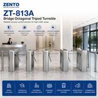 Torniquete Trípode Octagonal Zento ZT-813A de Acero Inoxidable 304, 30/Min Bidireccional, Puerta de Control de Acceso con Certificación CE IP54