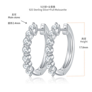 ต่างหูเพชรโมอิสซาไนต์สังเคราะห์ Ruizuan Jewelry สำหรับผู้หญิง - Product Image 5