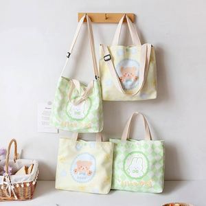 Bolsos de lona para mujer, bolsos de hombro extragrandes, bolso cruzado Kawaii para estudiantes, bolsos de tela bonitos con dibujos animados 2022 con cremallera - Product Image 1
