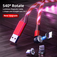 Handy Shining Charging 540 Grad LED drehen Leuchtendes Fließ licht Micro USB Typ C 3,3 Fuß 1M Magnet kabel Ladekabel
