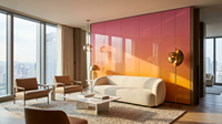 Panneaux muraux modernes WPC Yaerda à effet dégradé, murale artistique personnalisée pour bureau, centre commercial, école, extérieur, étanche et facile à poser