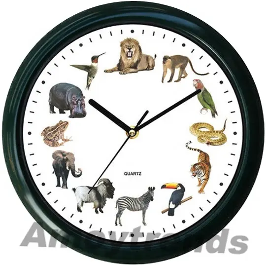 Horloge murale pour enfants de marque personnalisée avec sons d'animaux sauvages, horloge murale pour animaux de ferme de 10 "12 pouces