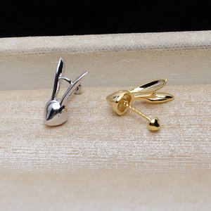 Colgante de Plata S925, Soporte para Perlas DIY de 9-11 mm, Colgante de Conejita, Accesorios de Joyería Semi-Acabados - Product Image 3