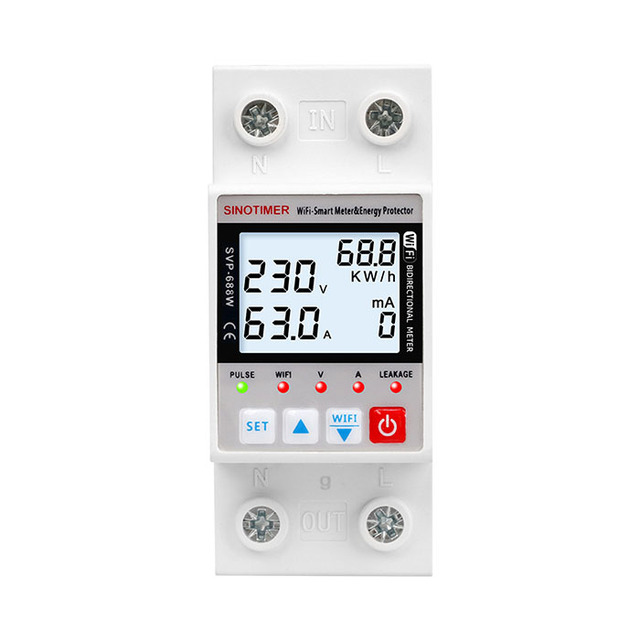 TUYA 63A AC 220V WiFi Smart Earth Leakage Over Under Voltage Protector Relay Energy Meter kWh Switch Timer