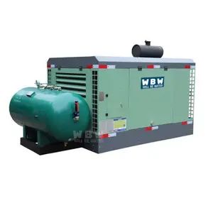 diesel engine 300cfm 10bar screw air compressor mounted on air tank diesel air compressor