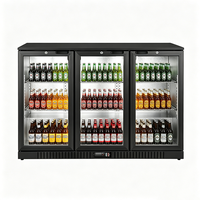 Réfrigérateur commercial à triple porte avec structure en acier peint, refroidissement par air, contrôle numérique, pour comptoir de bar, bières et boissons d'hôtel