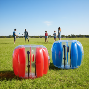 Lot de 2 ballons gonflables en PVC de 4 pieds, rouge et bleu rayé, jeu de sumo zorb d'extérieur pour enfants et adultes, jeu amusant - Product Image 2