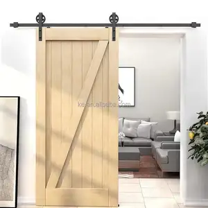 Thiết kế công nghiệp lớn bánh xe con lăn móc cơ bản màu đen trượt Barn Door phần cứng Kit cho gỗ đơn Barn Door