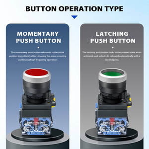22MM フラットプラスチックプッシュボタン、DIYシンボル付き、LED矢印なし、丸型、1NO1NCプッシュボタンサプライヤー、10A機器制御 - Product Image 5