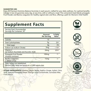 OEM Vitamin beslenme Premium <span class=keywords><strong>Hawaiian</strong></span> ananas bitkisel probiyotikler Hormonal denge Gummies kadınsı takviyesi şeker - Product Image 3