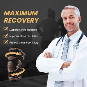 Genouillère en tissu <span class=keywords><strong>de</strong></span> cuivre avec support <span class=keywords><strong>de</strong></span> compression Premium en cuivre pour la douleur au genou arthrite douleur articulaire revivre - Product Image 2