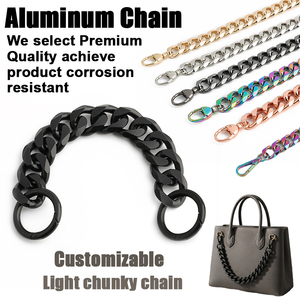 Chaîne de sac en aluminium anodisé noir pour petit sac à main, chaîne dorée et chaîne de remplacement de luxe pour poignée de sac - Product Image 1