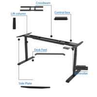 Base de bureau électrique réglable en hauteur à 3 niveaux avec 2 moteurs, cadre de bureau assis-debout 1085-1800 mm sans plateau