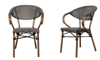 Chaise et table en rotin de café bistrot en rotin résistant aux intempéries, meubles d'extérieur en rotin