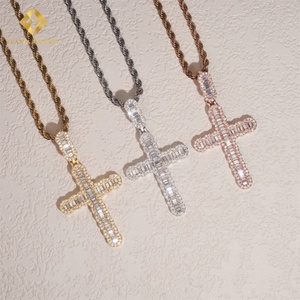 Pendentif Croix en Argent 925 avec Diamants Baguette Certifiés GRA, Style Hip Hop, Serti de Moissanite VVS, Vente Chaude - Product Image 6