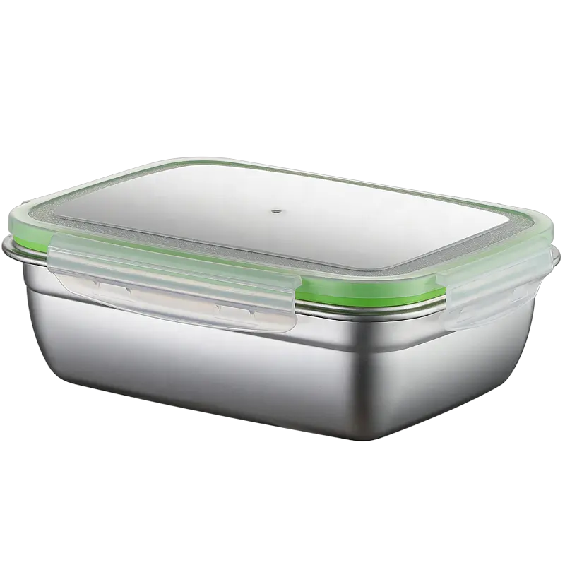 Roestvrijstalen Verzegelde Voedselopslag Crisper Bento Lunchbox Sandwichcontainer Met Deksel Roestvrijstalen Luchtdichte Voedselcontainer