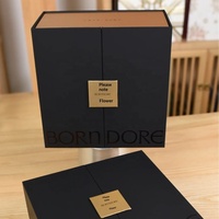 Coffret Cadeau Luxe Personnalisé Écologique pour Thé et Café, Design Portefeuille Ceinture, Double Ouverture, Estampage Or, Gaufrage Mat, Éponge