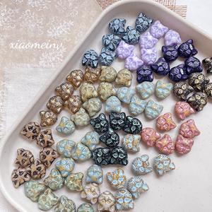 Perles rétro en verre antique double face en forme <span class=keywords><strong>de</strong></span> tête <span class=keywords><strong>de</strong></span> <span class=keywords><strong>chat</strong></span>, importées <span class=keywords><strong>de</strong></span> République tchèque, pour la confection <span class=keywords><strong>de</strong></span> bijoux faits main <span class=keywords><strong>et</strong></span> accessoires <span class=keywords><strong>de</strong></span> décoration DIY - Product Image 2