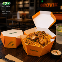 Boîte à riz pliable personnalisée de qualité alimentaire pour poulet grillé Halal Bukhari Mandi, emballage de repas à emporter pour la restauration
