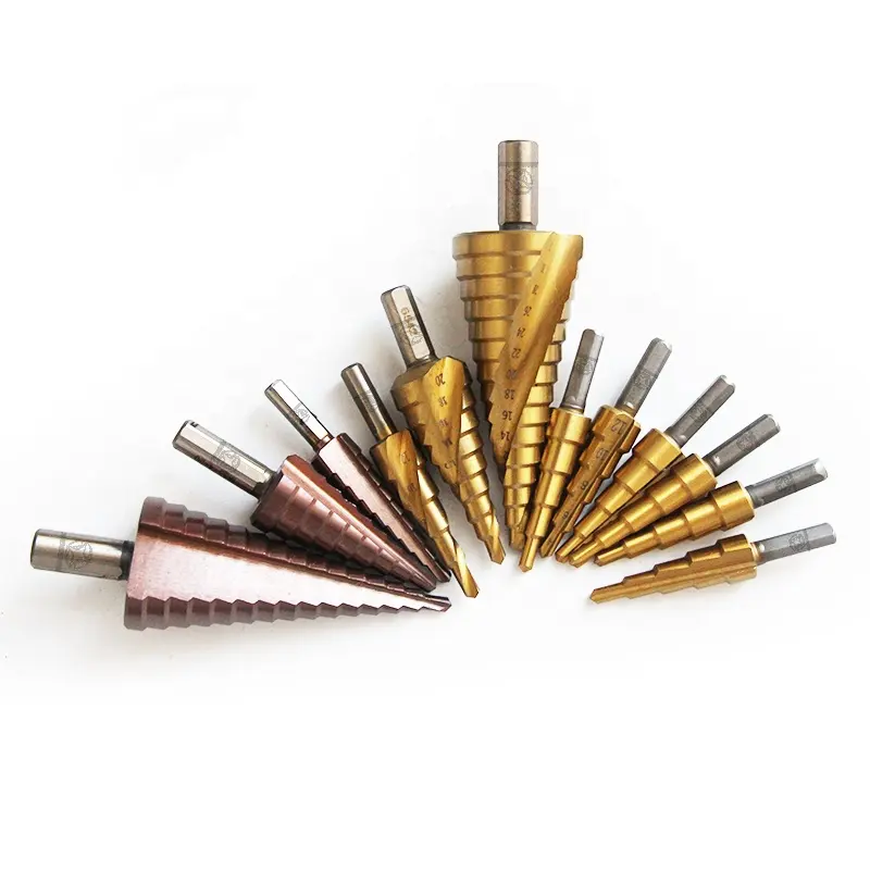 Titanium Coated Straight Flute Spiral Flute Hss M35 Step Drill Bits For Metal Steel Drilling