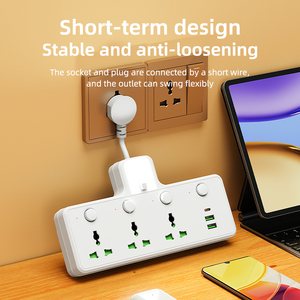 Extensor de Enchufe Eléctrico de Pared, Regleta de Enchufes Múltiples con Protección Contra Sobretensiones, 110-265V, con Interruptor y USB - Product Image 3