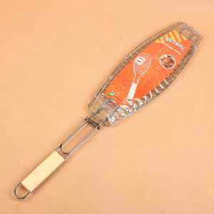 Bbq Grill Net Chrome Plated Long Handle Fish Grilling Clip Heat Resistance Outdoor Cooking Tool 68X14X40mm - Product Image 2
