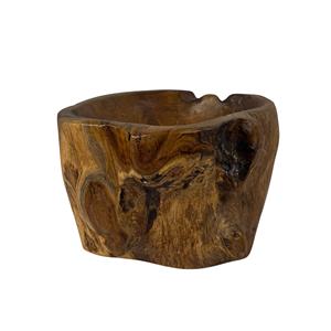 Bol en bois traditionnel de forme irrégulière, en bois de teck, matériau racine de bois, bol en bois massif, vaisselle, accent traditionnel pour la maison - Product Image 4