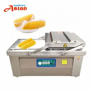 Factory supply fresh meat steak vacuum sealer machine/ double chamber fruit corn maize vacuum bag sealing packing machine