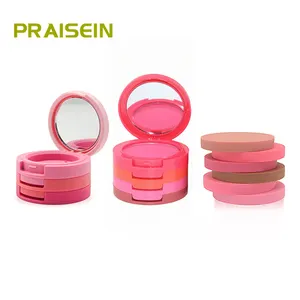 Cosmetic round multicolor empty eye shadow blush plastic palette case packaging with magnetic & mirror, Free combination layer