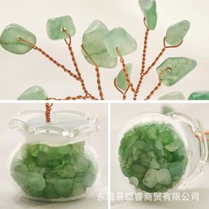 Mini-plante en pot Arbre à argent en cristal, ornement en quartz rose, améthyste, aventurine verte, décoration pour la maison, cadeau pour le bureau - Product Image 4